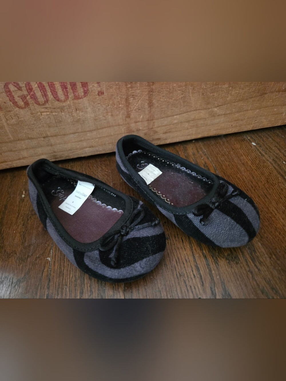 Baby Gap Toddler 6 Black/Grey Bleeker Ballet Flats